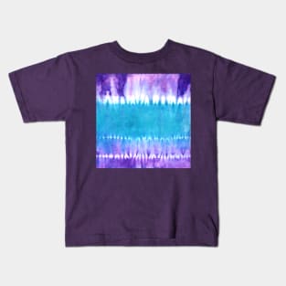 Purple and Blue Bold Tie-Dye Stripes Kids T-Shirt